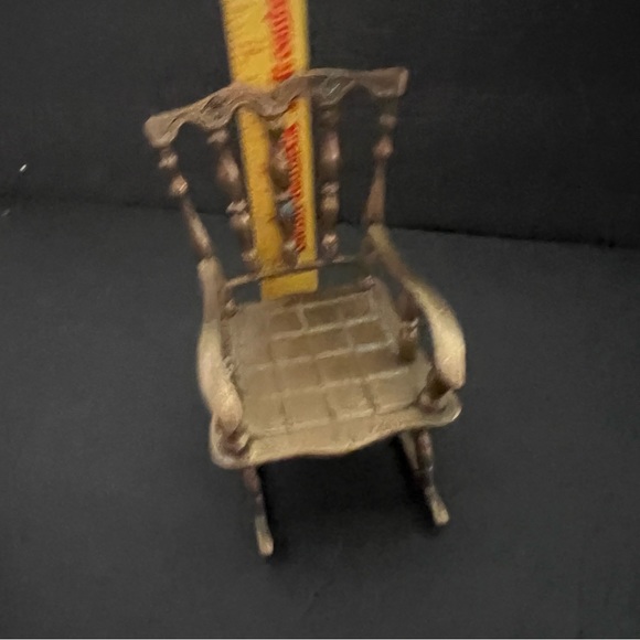 Vintage Brass Figurines Set of 3 Rocking Chair Key Shoe Slipper Ashtray - Picture 12 of 12